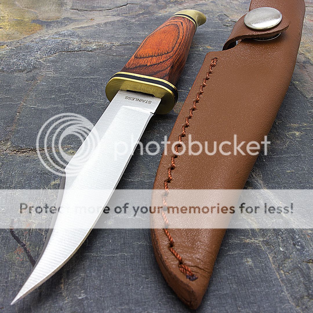 7.75" HUNTING BOWIE SKINNING KNIFE LEATHER SHEATH Survival Fixed Blade